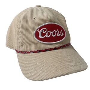 Banquet Coors Beer Tan Corduroy Adjustable Red Rope Snapback Hat Cap OSFM